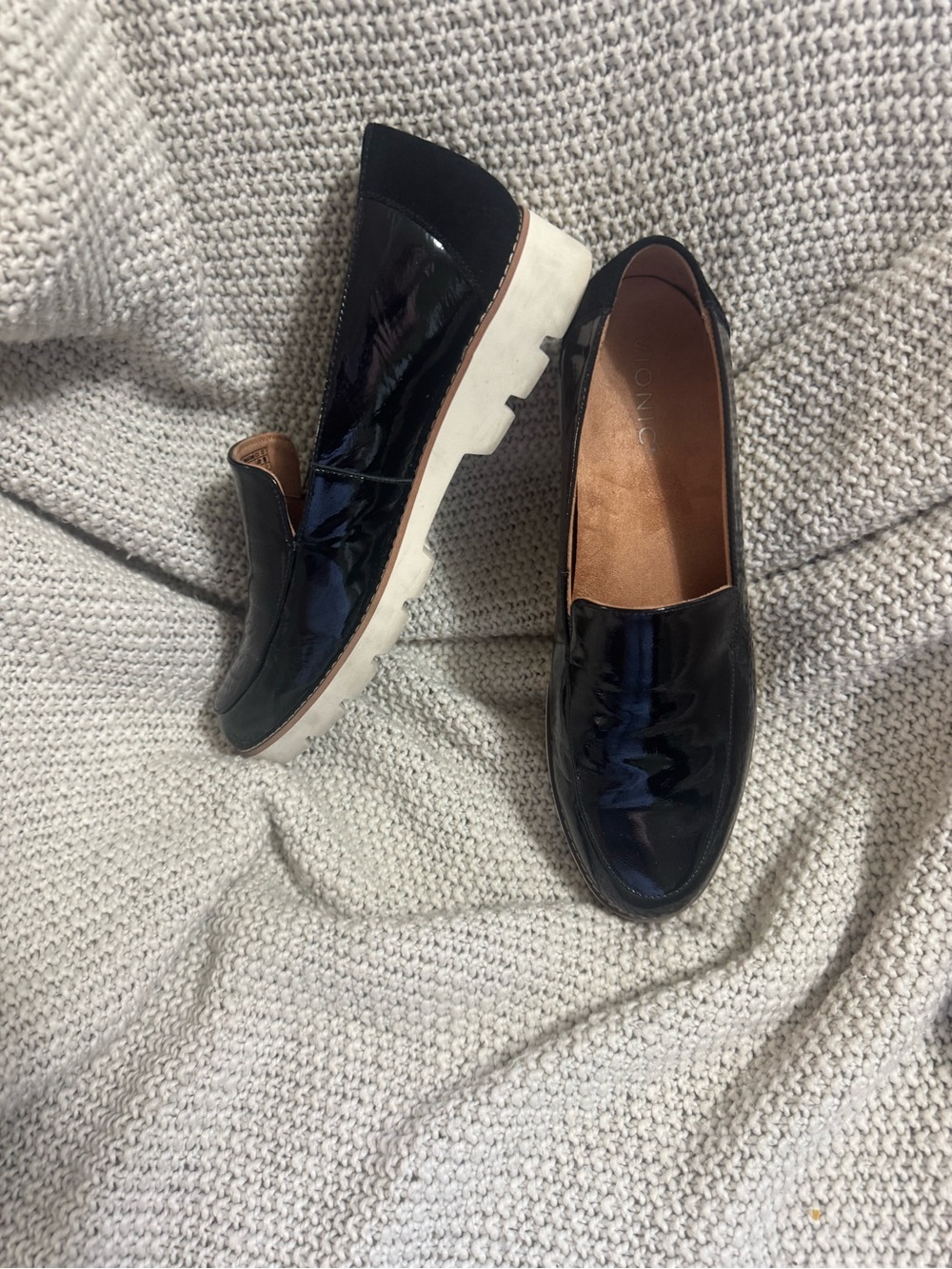 Vionic Black Patent Slip-On‎ Loafers - Picture 2 of 5